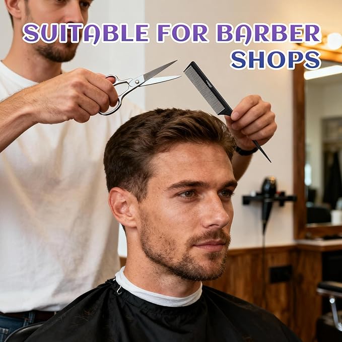 2Pcs Combs for Women and Men，Professional Black Carbon Fiber Teasing Comb，Combs for Hair Stylist, Fine and Wide Tooth Styling Comb for All Hair Types（Style 3）