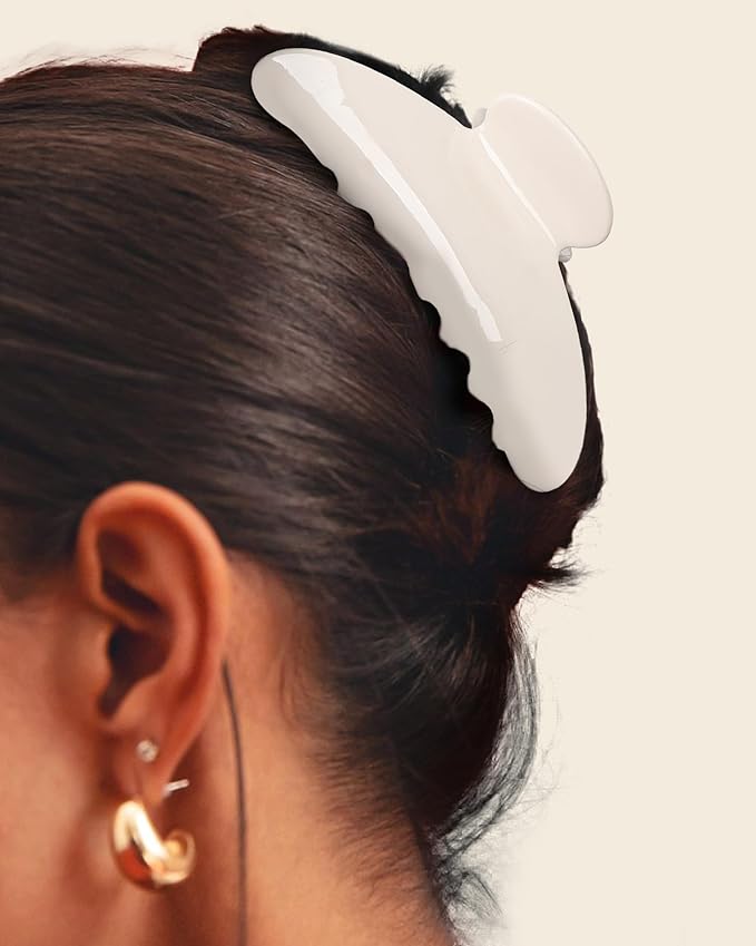 HAIMEIKANG Large Acetate 4 Inch Hair Claw Clip for Women - French Style Hair Claws for Thick Hair with Non-Slip Teeth, Hair Accessories for Updos, Buns & Ponytails