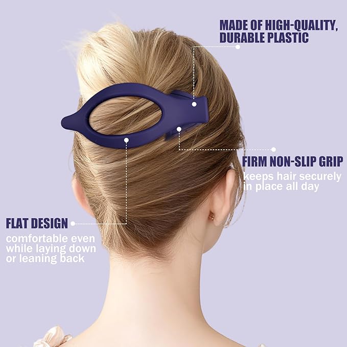 Flat Hair Clips for Women - 6 PCS French Flat Claw Clips Medium Hair Clips for Girls Large Hair Claw Clips for Thick or Thin Hair Strong Hold No Slip Hair Accessories for women (Purple)