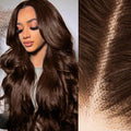 2X6 SKINLIKE HD Lace Closure Wigs Human Hair, Chocolate Brown Lace Front Wig, Body Wave Human Hair Wig Pre-Plucked Bleached Knots 250% Density HD Lace Closure Wigs 30 Inch