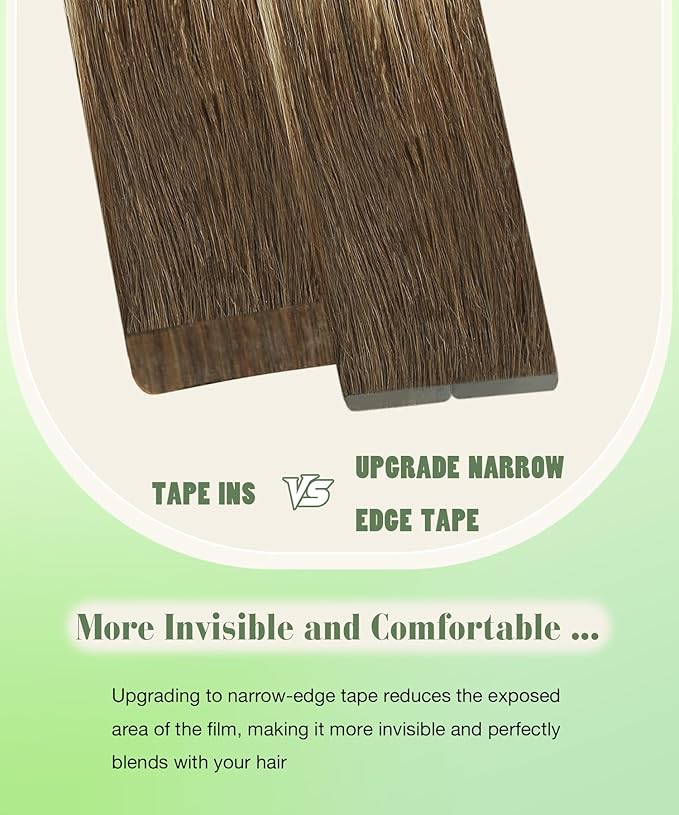 SURNEL Tape in Hair Extensions Balayage Chocolate Brown to Caramel Blonde Tape in Hair extensions Human Hair 14 inch 20pcs 50g (#4/27/4-14)