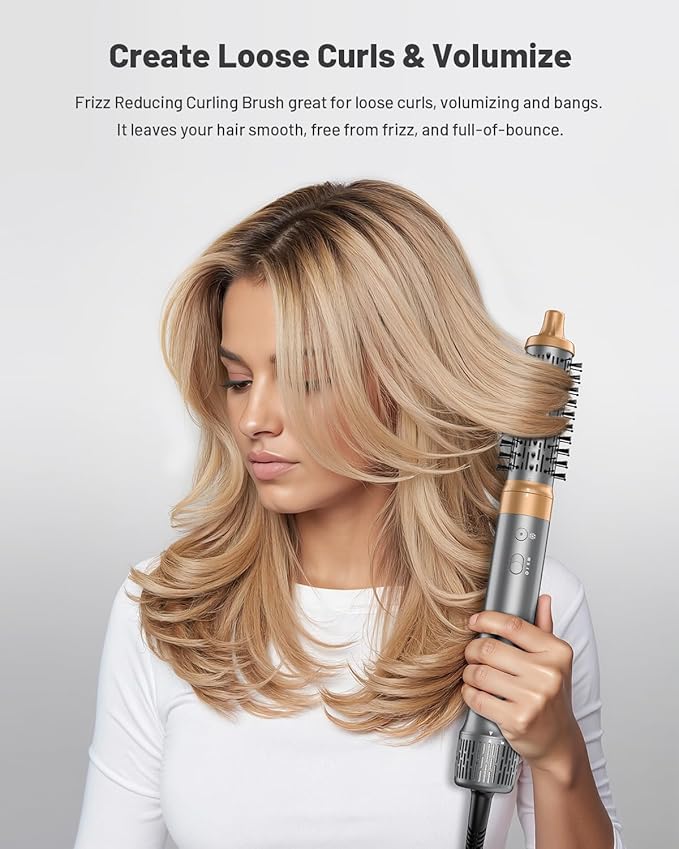 6 in 1 Hot Air Styler & Hair Styler- High-Speed Hair Dryer Brush, Fast Drying Blow Dryer Brush No Heat Damage Multi-Styler Auto Wrap Curlers for Volumizing Curl Straighten Frizz-Free with Travel Bag