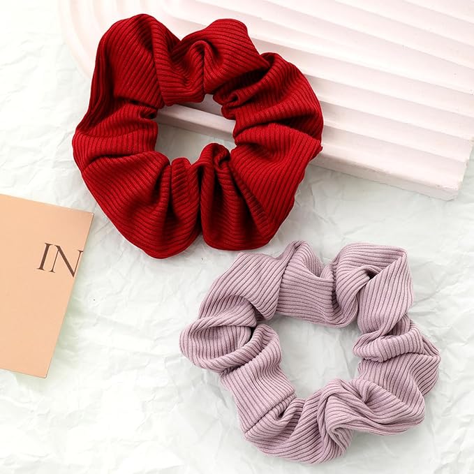 2-Piece Women's Winter Volumizing Hair Tie - Knitted Plush Hair Tie, Thickened Elastic Hairband, Suitable for Ponytails, Comfortable Hair Accessory (Pink)
