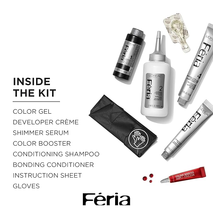 L'Oreal Paris Feria Multi-Faceted Shimmering Permanent Hair Color, R68 Ruby Rush (Rich Auburn True Red), Pack of 1 Hair Dye Kit