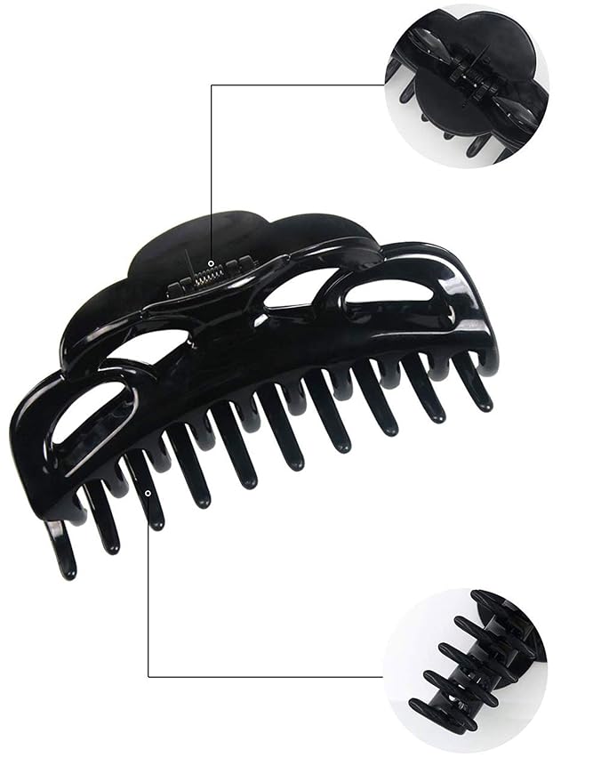 Large Hair Clips for Thick Hair Plastic Big Claw Clips Updo Hair Styling Accessories for Women Strong Hold Jumbo Hair Jaw Clips(Arc-Black+Brownish)