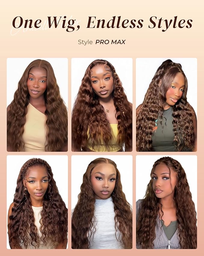 Arabella Chocolate Brown Deep curly Lace Front Wigs Human Hair 13x6 HD Lace Frontal Wigs Curly Human Hair Brown Glueless Wig For Women Pre Plucked with Natural Hairline 22 Inch