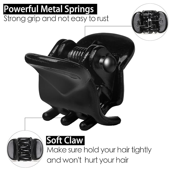 Cobahom 120PCS Mini Claw Hair Clips, 0.39 Inch/1cm Claw Clips for Hair, No-Slip Plastic Small Jaw Clips for Fine Thin Hair, Micro Hair Clips for Women Girls, Black