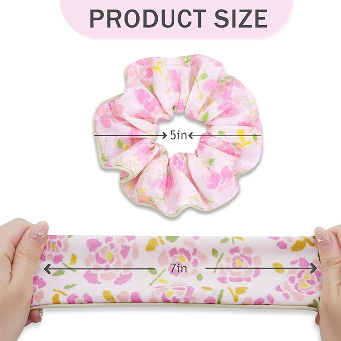 Flower Scrunchies for Women – Fabric Floral Hair Ties No Damage, Scrunchy for Ponytail or Bun, Stylish Hair Accessories – 4 Pcs