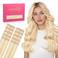 WENNALIFE Tape in Hair Extensions Human Hair Balayage Light Wheat Platinum Blonde Tape in Extensions, 10pcs 20g 10 inch Remy Invisible Tape Ins Straight Colored Soft Real Human Hair Tape in Extensions