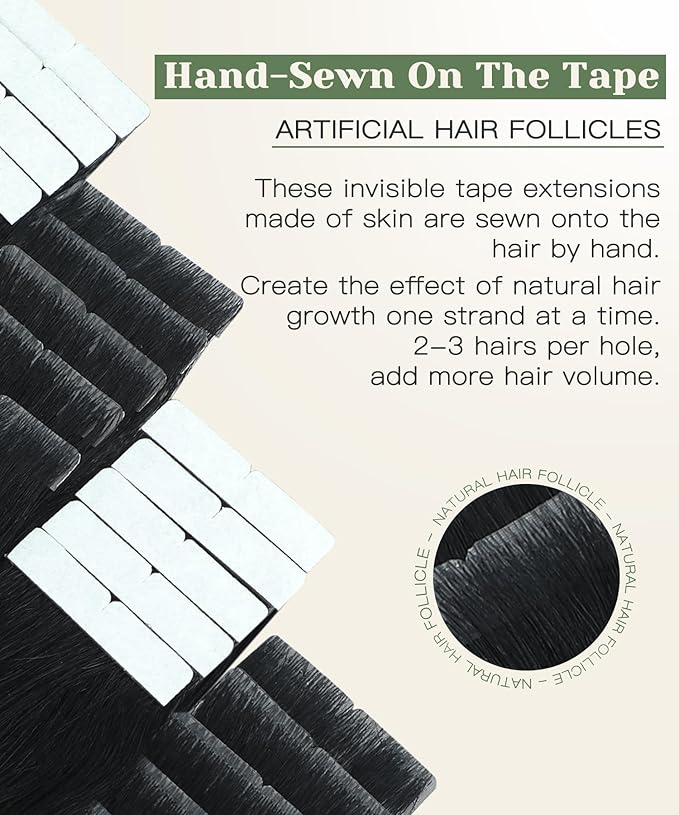 SURNEL Invisible Tape in Hair extensions 18 Inch Jet Black Upgraded Injection Tape in Extensions 20 Pcs 40g(#1,18)