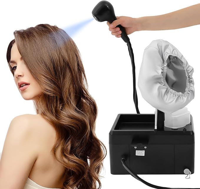 Nano Hair Steamer 1750W, Standing Hair Color Processor, Professional Nano Mist Hair Steamer, Beauty Salon Hair Machine for Deep Hair Care Repair (1750W Black)