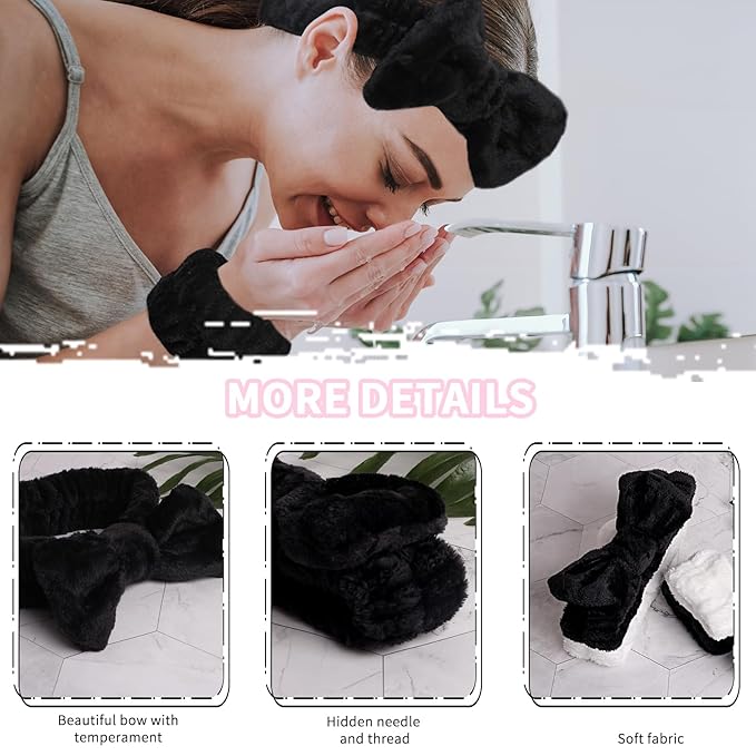 WSYUB Spa Wristbands and Headband Set for Face Washing, Self Care Gifts for Women & Teen Girls