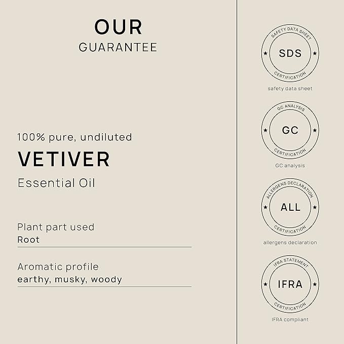 VINEVIDA Vetiver Essential Oil 4 oz - Undiluted Candle Scent DIY Scents for Candlemaking Bulk Soap Making Safe Skin, 7.18 Ounces, 120.0 milliliters, 4.0 Fl Oz, 1