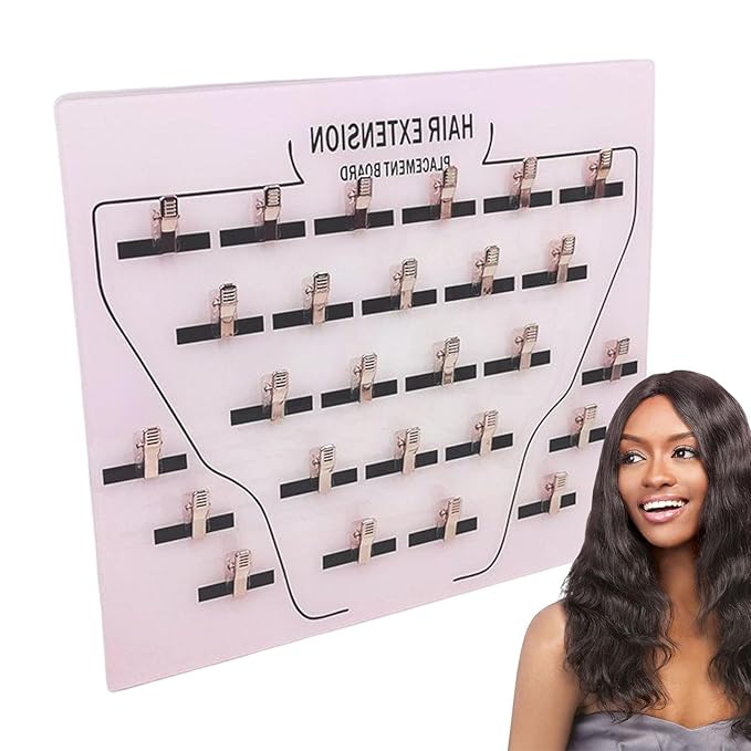 DNCG Hair Extension Holder Acrylic Board, Hair Extension Holder Board With Clip For Hairpieces, Wig Sectioning Display Grafting Plate, Hair Hanger, 1, light pink
