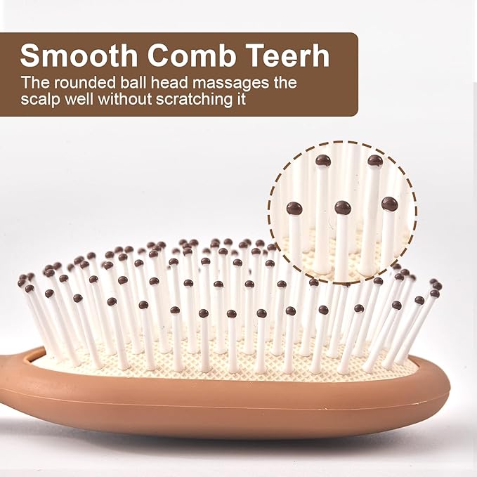 Detangler Hair Bursh for Women Girls Boy and Kids, Small Paddle Brush for Detangling, Protable Travel Size Hair Brush, Suit for Thick Short Curls, Wet and Dry Hair(1 Pack-Brown)