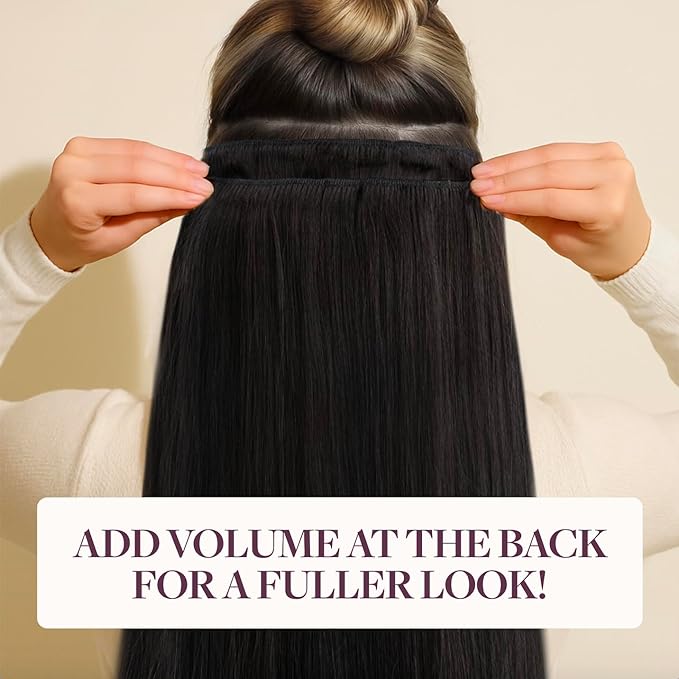GOO GOO Clip in Hair Extensions Real Human Hair, Remy Human Hair Extensions Clip ins for Women, Natural Human Hair, 16inch 70g 2Pcs, #1B Natural Black