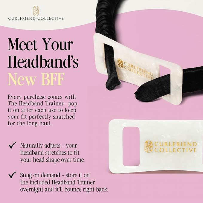 Curlfriend Collective Gray Daze Comfort Curve Headband – Luxe 100% Mulberry Silk, Elegant Wide Hair Accessory for Women - No-Slip, No Headache, Gentle on Hair, Chic Design for Curly & Textured Hair