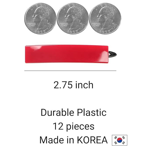 12pcs Hair Barrettes Set for Women and Girls, Hair Clips for Thick Thin Fine Hair, Non-metal Hair Accessories, Non-Slip Grip Handmade Snap Hairpin, BPA Free