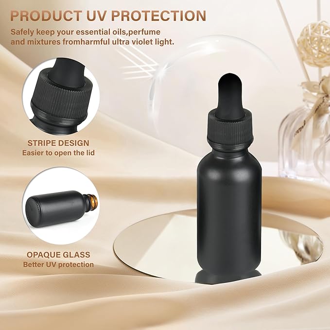 6 Pcs, 1oz Dropper Bottle, Black Glass Eye Dropper Bottle, Tincture Bottles with Dropper, Pretty Finish, Leak-Proof Design, Stronger Suction for All Kinds of Mixed Liquids