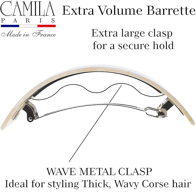 Camila Paris CP3577 French Hair Barrette Clip for Girls for Thick Curly Wavy Long Hair, Strong Hold Grip Hair Clips for Women, Automatic, No Slip Styling Girls Hair Accessories, Handmade in France