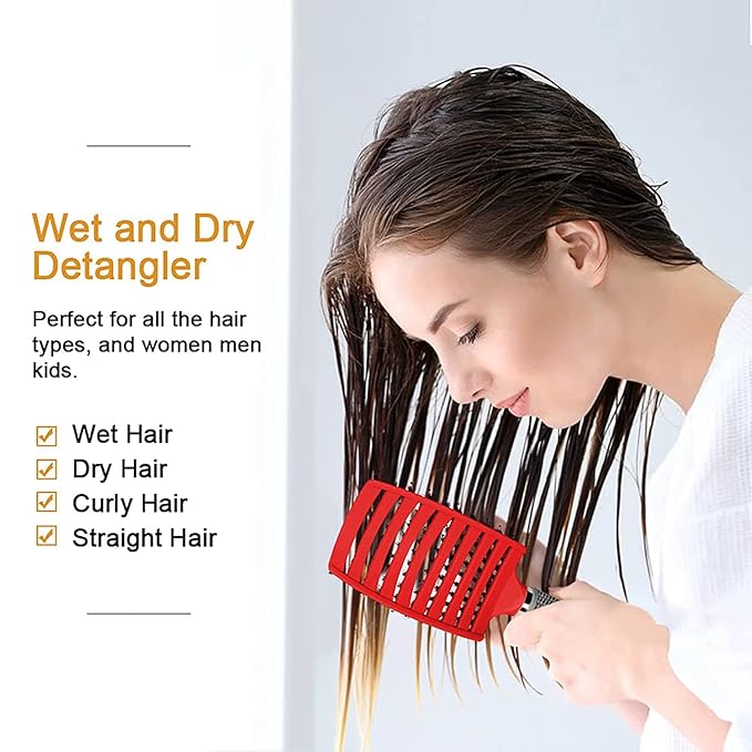 Magical Ultra Detangling Brush for Wet or Dry Hair, Detangler Brush, Fast Drying Styling Massage Hairbrush for Men, Women and Kids (Rainbow+Blue)