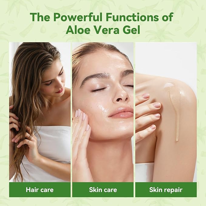 Aero Zen 99% Natural Aloe Vera Gel | Daily Hydration & After-Sun Relief | Lightweight Alcohol-Free Formula, Deeply and Quickly Soothes Skin, Suitable for Face/Body/Hair - 8.45 fl oz