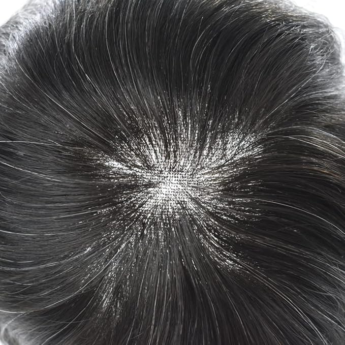 Toupee For Men Swiss Lace Hair System For Mens ToupeeL Human Hair Lace Hair Piece For Mens Toupee Hair Units 7X9#1B Off Black 120% Density