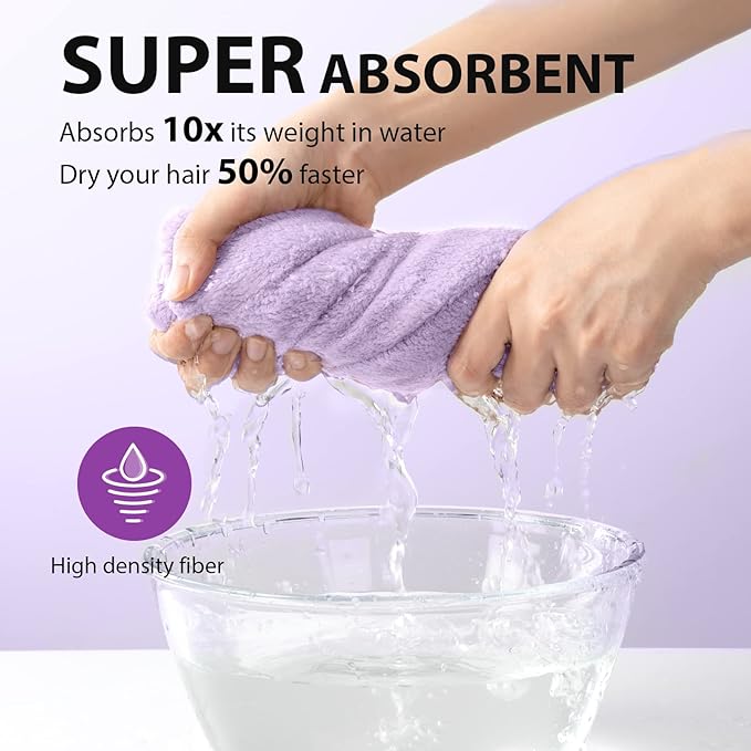 YFONG Larger Microfiber Hair Towel Wrap for Women, Purple, 30" X 10.2"