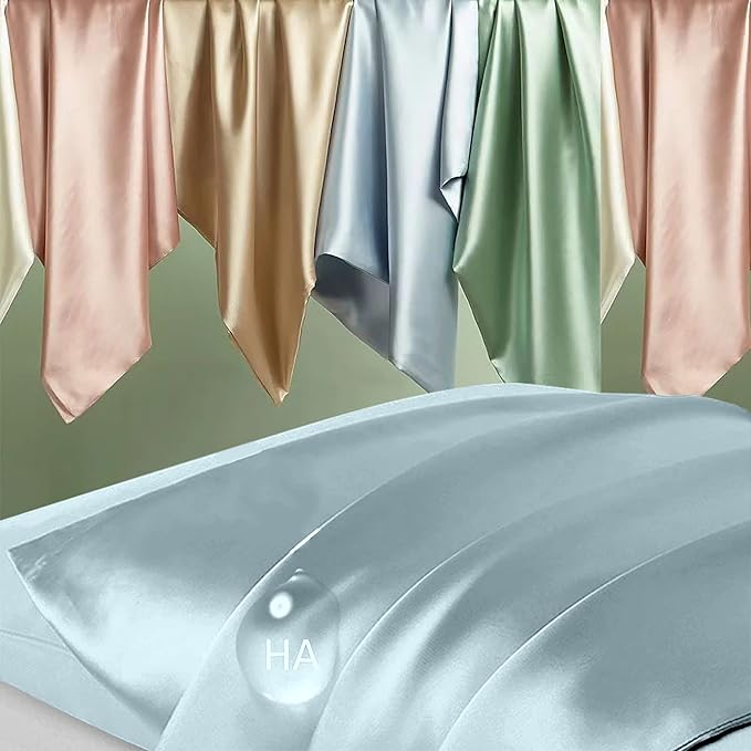 Mulberry Silk Pillowcase Standard Size Cooling Anti-Acne Hidden Zipper Navy Blue