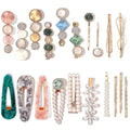 Mehayi 20 PCS Pearls and Acrylic Resin Hair Clips, Handmade Hair Barrettes, Marble Alligator bobby pins, Glitter Crystal Geometric Hairpin, Elegant Gold Hair Accessories, Gifts for Women Girls