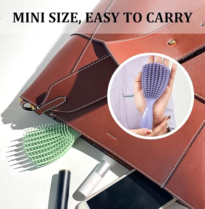 Hair Brush for Afro American/African Hair Textured Professional Curved Vented Brush Wet Dry Curly Hairbrush Detangling Massage Hairdressing Comb (Green, Small)