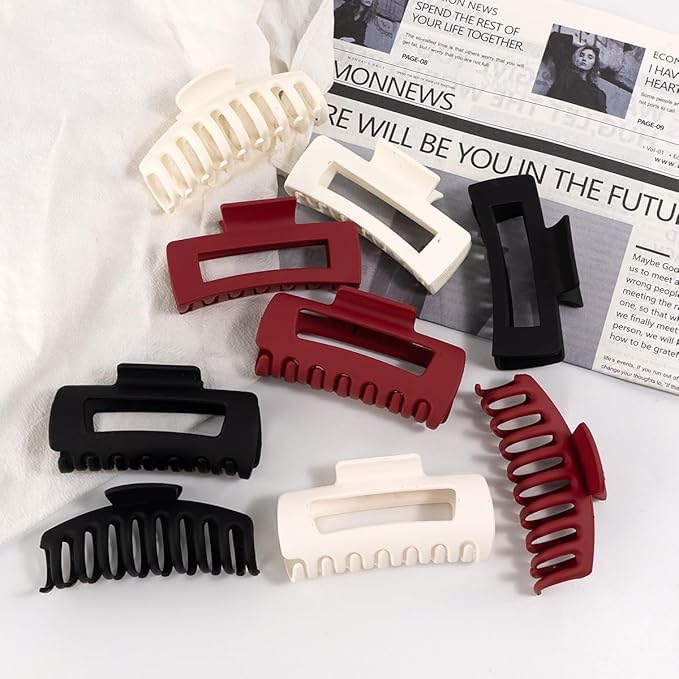 Soft Silicone Hair Clips: 9 Pcs Flexible Bendable Claw Clips For Women/Girl，matte hair clips for thick/thin
