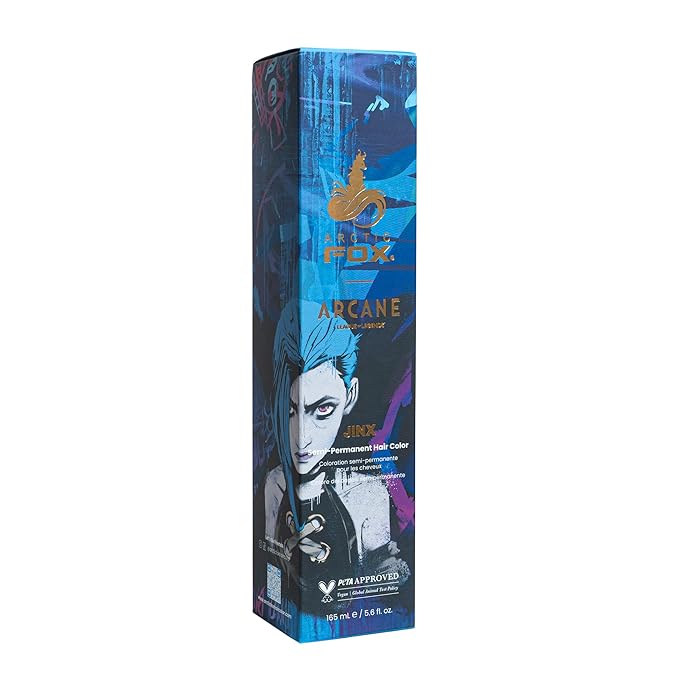 Arctic Fox x Arcane League of Legends Semi Permanent Hair Dye, Vegan & Cruelty Free, Vibrant Blue Color, Conditioning Formula, Ammonia Free, For All Hair Types, Jinx, 5.6 oz