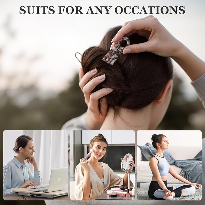 Sunolga 4pcs Prestige French Hair Pins for Women, 4.38" Large, Serrated Anti-Slip Design, Curved Shape for Better Head Fit, Coquette Elegant Hair Accessories for Updos, Chignon, Bun Hairstyles
