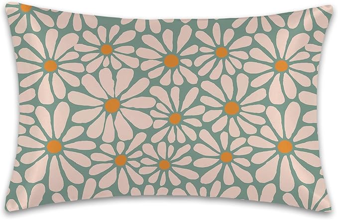 Satin Pillowcase 1 Pack-Boho Daisy Flowers Floral Groovy Retro Silky Pillow Cover for Hair and Skin,King Size 20x36 Inch Soft Cooling Printed Pillow Cases with Hidden Zipper,Gifts for Women Men