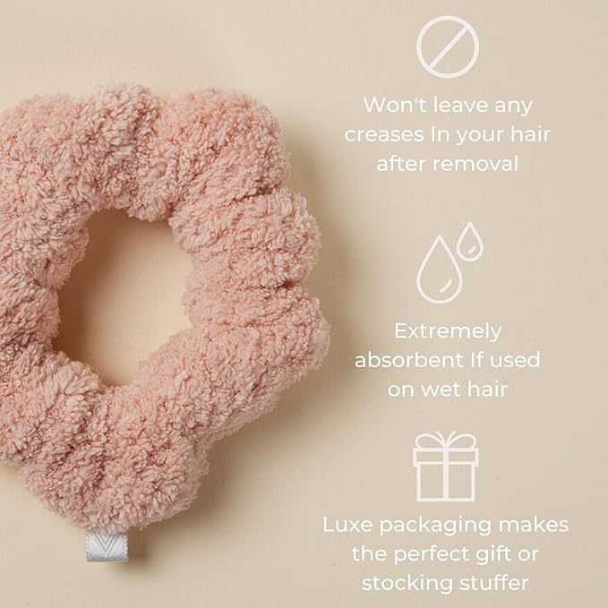 VOLO Luna Gray Spa Headband & Scrunchie Set for Women | Towel Hair Accessories for Makeup, Washing Face, Self Care & Skin Care | Ultra Soft, Absorbent & Stretchy | Perfect Pair Bundle | Microfiber
