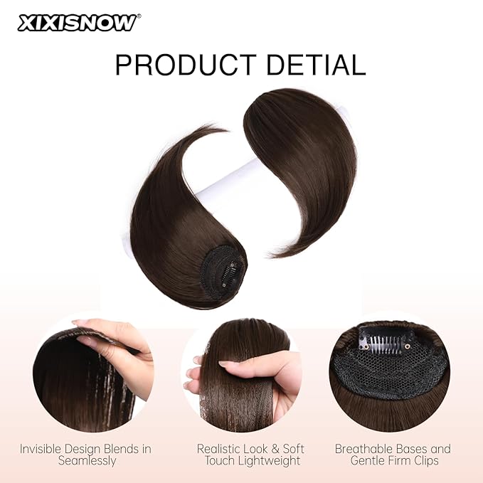 2 Pcs Clip In Hair Volumizer 8 Inch Invisible Heat Resistant Hair Pieces Thick Hair Clip Ins Adding Extra Volume Hairs Extensions Short for Women With Thin & Fine Chocolate Brown