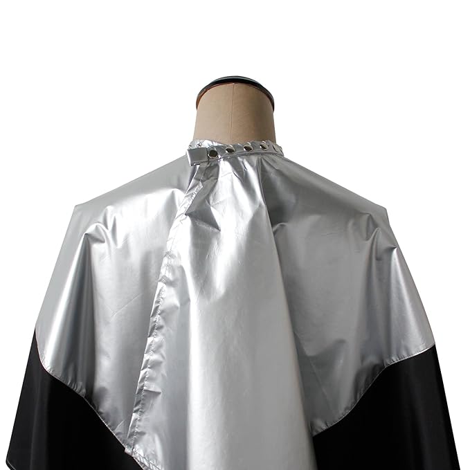 Professional Salon Cape Polyester Haircut Apron Shampoo & Chemical Resistant Haircut Cape,54”x62”,Silver & Black,C007011C-S