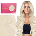 WENNALIFE Invisi Edge Tape in Hair Extensions Human Hair, 14 Inch 50g 20pcs Platinum Blonde Invisible Luxury Remy Hair Extensions Natural Seamless Injected Tape Ins Straight Extensiones De Cabello