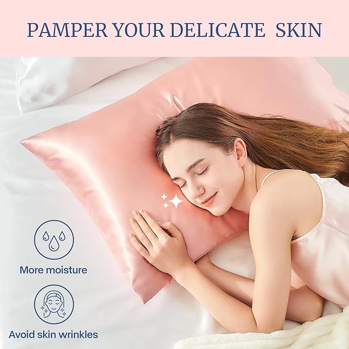 BEDELITE Satin Pillowcase for Hair and Skin, Super Soft Similar to Silk Pillow Cases 4 Pack with Envelope Closure, Cooling Pillowcases for Women Men (20"x36" King Size, Coral)