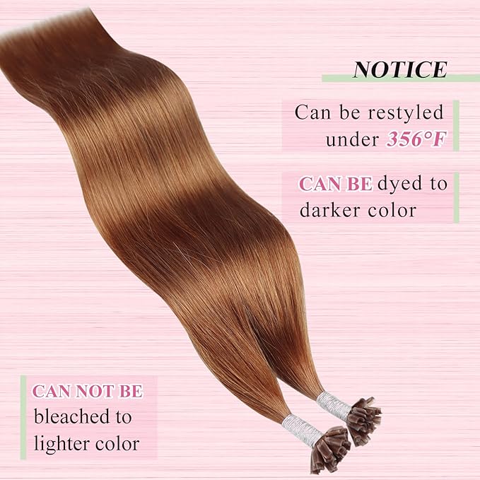 YoungSee Utip Hair Extensions Human Hair Copper U Tip Hair Extensions Remy Hair Copper 50s/50G Keratin UTips Extension Real Human Hair 18inch