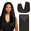 Lashey Hair Extensions Real Human Hair, 20 Inch Natural Black #1B Color 120g 7pcs, Clip in Hair Extensions Real Human Hair Remy Straight Long Hair Extension Clip in Thick Hair for Black Women