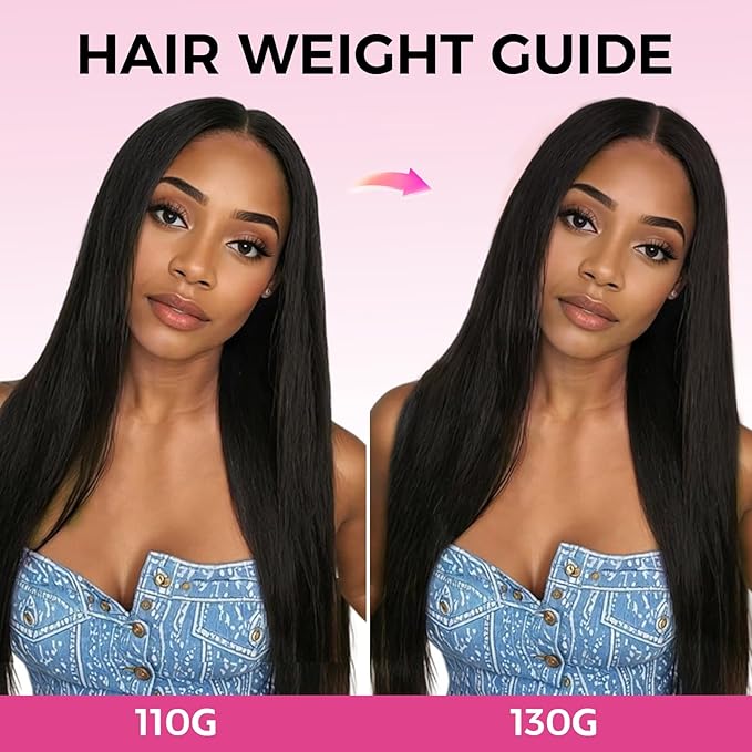 Lashey Seamless Clip in Hair Extensions Human Hair 130g 7pcs Straight Thick Remy Human Clip in Hair Extensions with Full End 24 Inch Natural Black