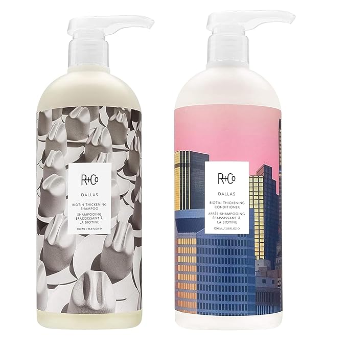 R+Co Dallas Biotin Thickening Shampoo & Conditioner Set | Adds Volume, Strength & Fullness | Sulfate-Free, Vegan + Cruelty-Free | 33.8oz (Pack of 2)