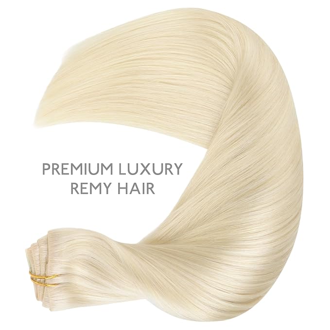 WENNALIFE Invisi Edge Clip in Hair Extensions Real Human Hair, 18 Inch 130g 7pcs Platinum Blonde Seamless Clip in Extensions Remy Hair Invisible PU Skin Weft Extensiones De Cabello Hmano