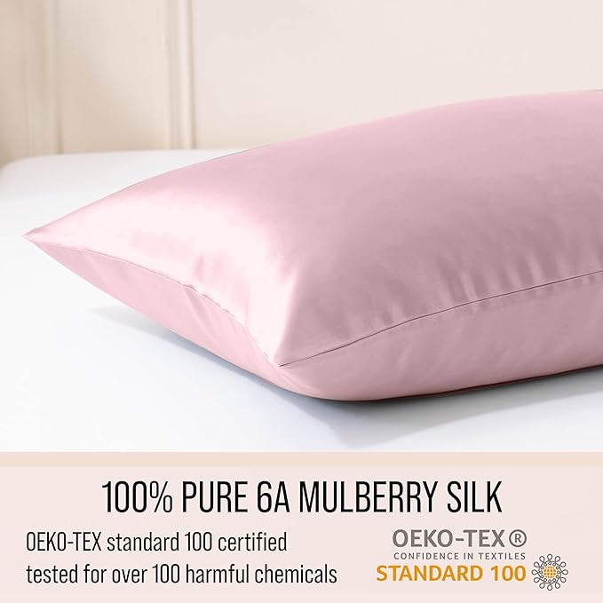 Bella Coterie Luxury Silk Pillowcase for Hair and Skin | 30 Momme | 100% Pure 6A Mulberry Silk | Super Soft | Perfectly Plush [Queen, Pink Peony]