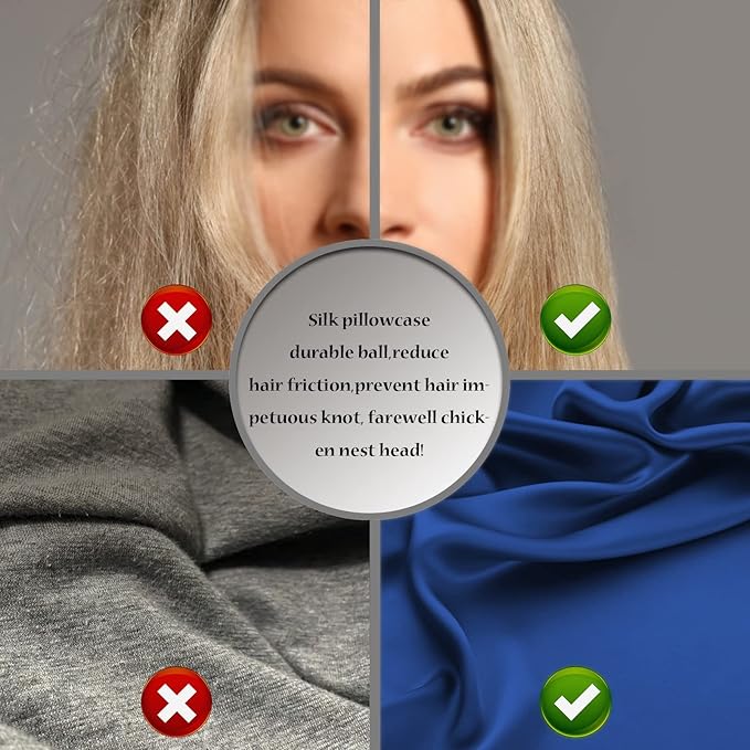 Mulberry Silk Pillowcase for Hair and Skin Pillow Case with Hidden Zipper Soft Breathable Smooth Cooling Silk Pillow Covers for Sleeping (Royal Blue, King（20"X 36"）)