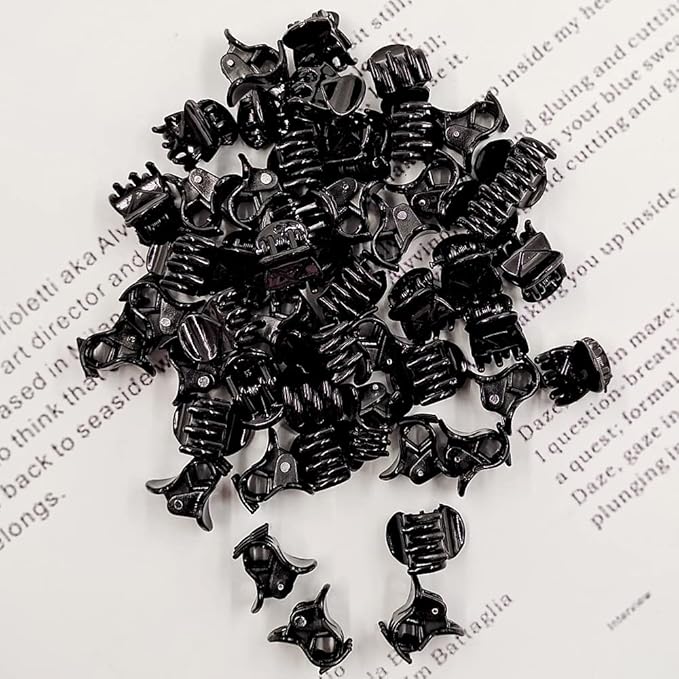 50 PCS Mini Hair Claw Clips， Bangs Strong Grip Multifunction Clamp Clips. (Black + Transparent white + brown)