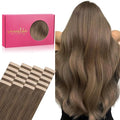 WENNALIFE Tape in Hair Extensions Human Hair, 20pcs 50g 22 inch Light Ash Brown Remy Hair Extensions Straight Human Hair Tape in Extensions Skin Weft Tape Extensions Human Hair
