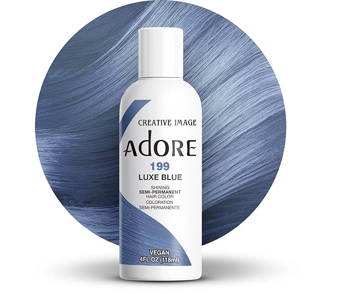 Adore Semi Permanent Hair Color (199 Luxe Blue) | Vegan & Cruelty-Free Blue Hair Dye | No Ammonia, No Peroxide, No Alcohol | 4 Fl Oz (Pack of 1)
